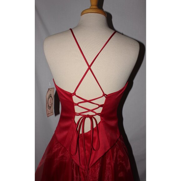 Poly USA #2316 Long Organza and Satin Formal Prom Gown-Size XL-RED - NWT - Picture 5 of 5